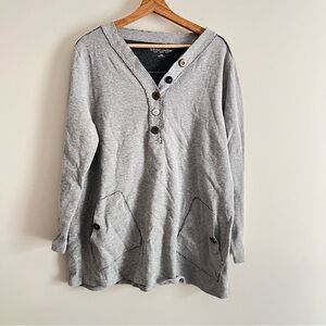 Soft Surroundings Grey Boho Womens Long Sleeve Knit Tunic Top Size Large
